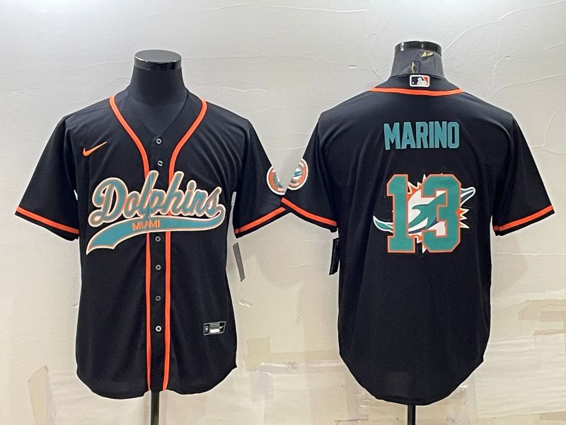 Men Miami Dolphins #13 Marino Black 2022 Nike Co branded NFL Jerseys